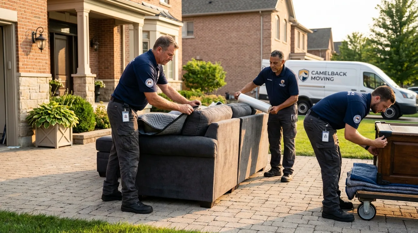 Large estate moving crew wrapping furniture in Woodland, CA