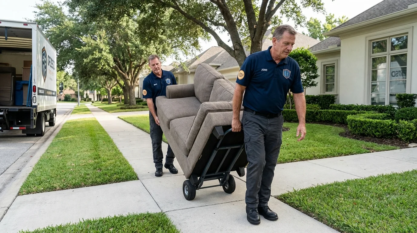 Local residential moving crew loading furniture in Woodland, CA